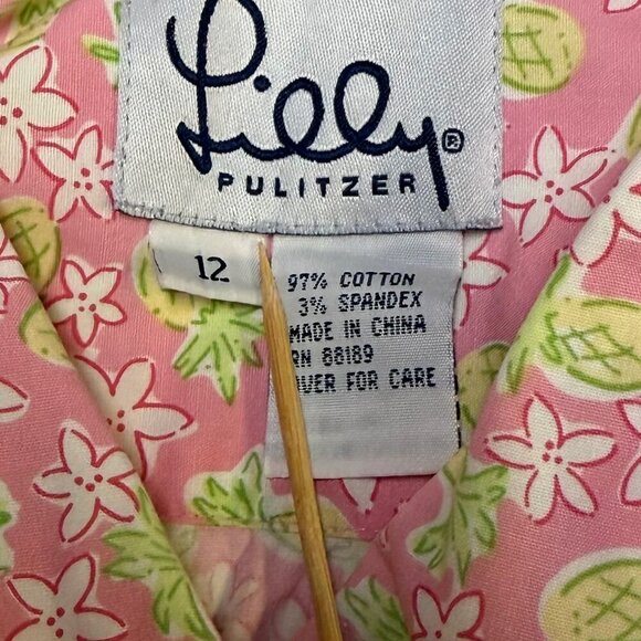 Vintage Lilly Pulitzer Pink Pineapple Floral Button Down Shirt Size 12 EUC - Picture 7 of 11